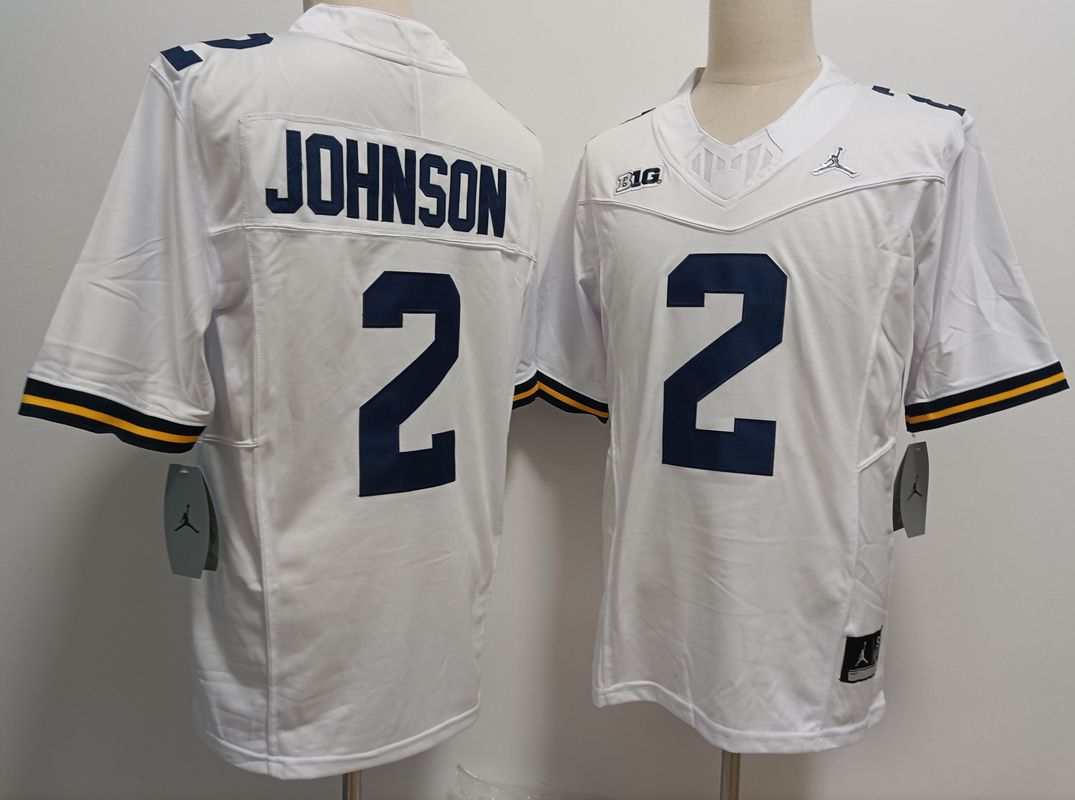 Men Michigan Wolverines #2 Johnson White 2025 NCAA Jersey
